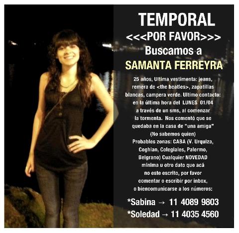 Buscando a Samanta Ferreyra.