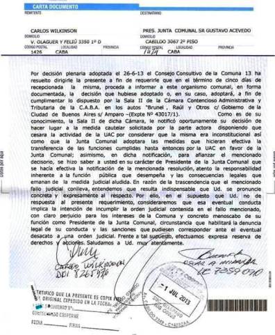 Carta del Consejo Consultivo Comunal Comuna 13