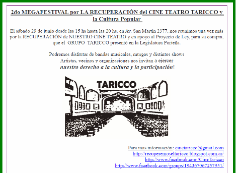 Evento por la Recuperacin del Cine Teatro Taricco