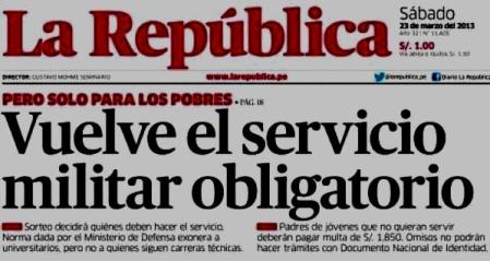 Servicio militar obligatorio para pobres...