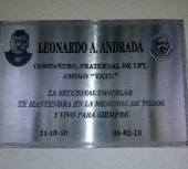 Placa en homenaje a Leonardo Ariel Andrada, el Tat�.