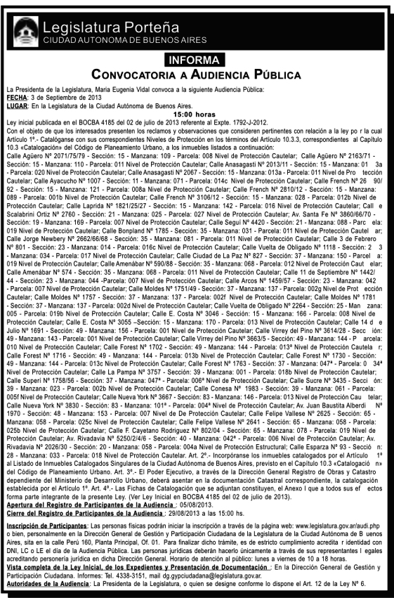 Audiencia P�blica 3 de septiembre 2013