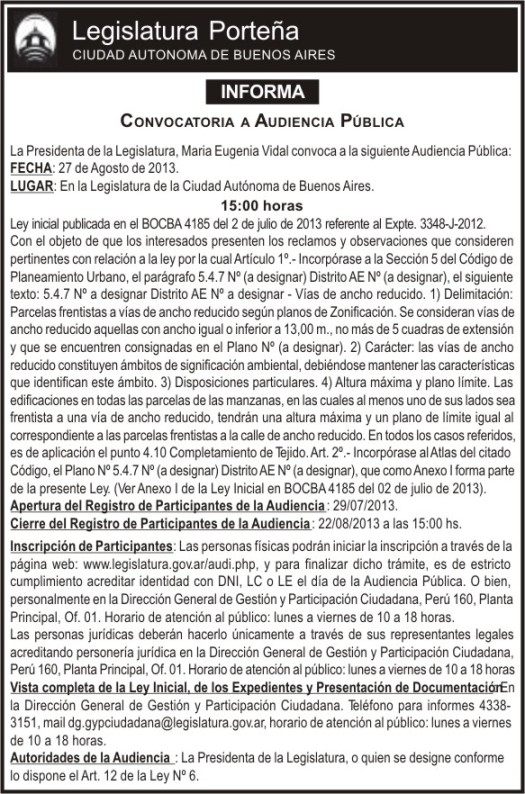 Audiencia P�blica del 27 de agosto 2013