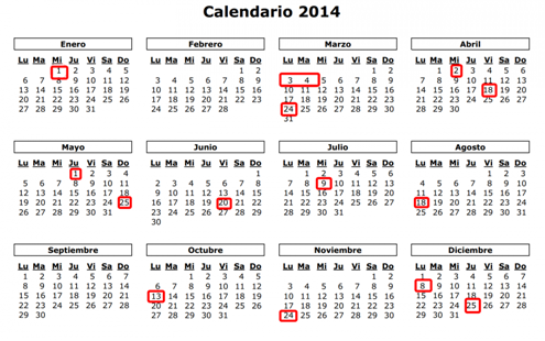 CALENDARIO 2014